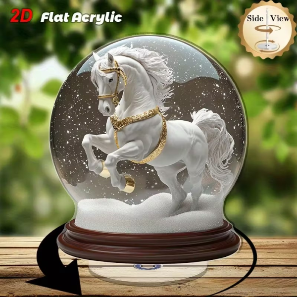 Esferacaballo-1 Decoración Acrílica 2D de Caballo con Globo de Nieve