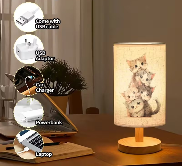 Lamparagato-3 Lámpara de ambiente estampado de gatitos