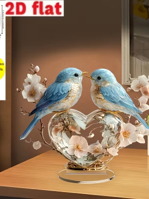 Pajaros-1 Decoración con Base Bluebird en Forma de Corazón