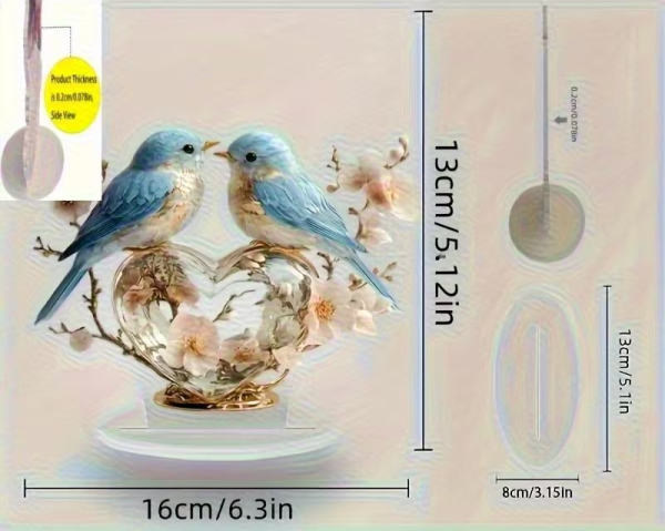 Pajaros-3 Decoración con Base Bluebird en Forma de Corazón