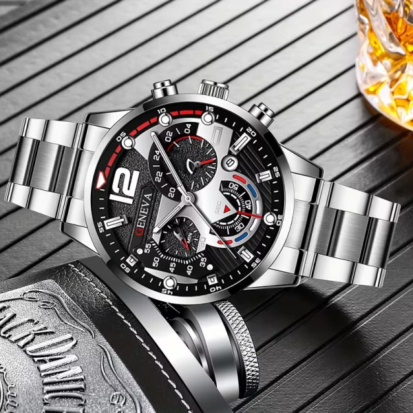 Relojacero-3 Reloj de Cuarzo con Correa + Accesorios