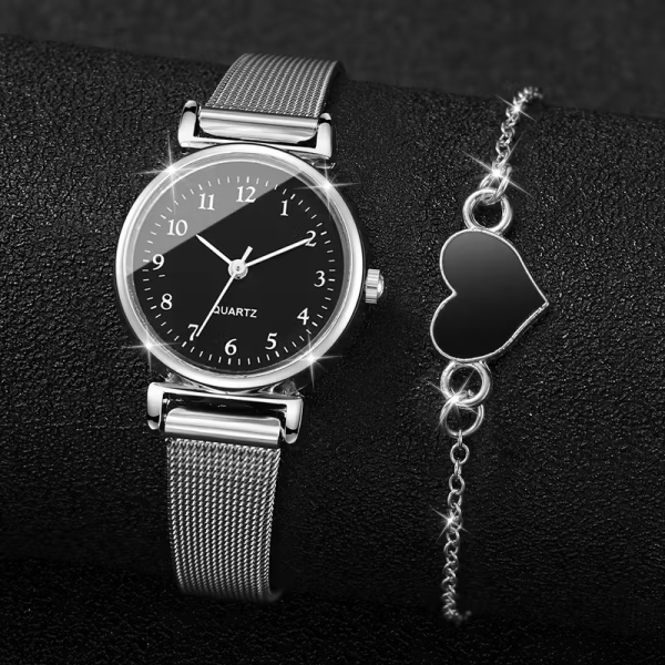 Relojconesfera-1 Reloj para Mujer con Pulsera en Forma de Corazón
