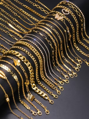 Tobillera-1 Tobilleras de cadena metálica doradas