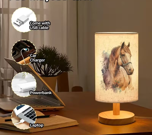 lamparacaballo-3 Lámpara de Mesita con Pintura de Caballo